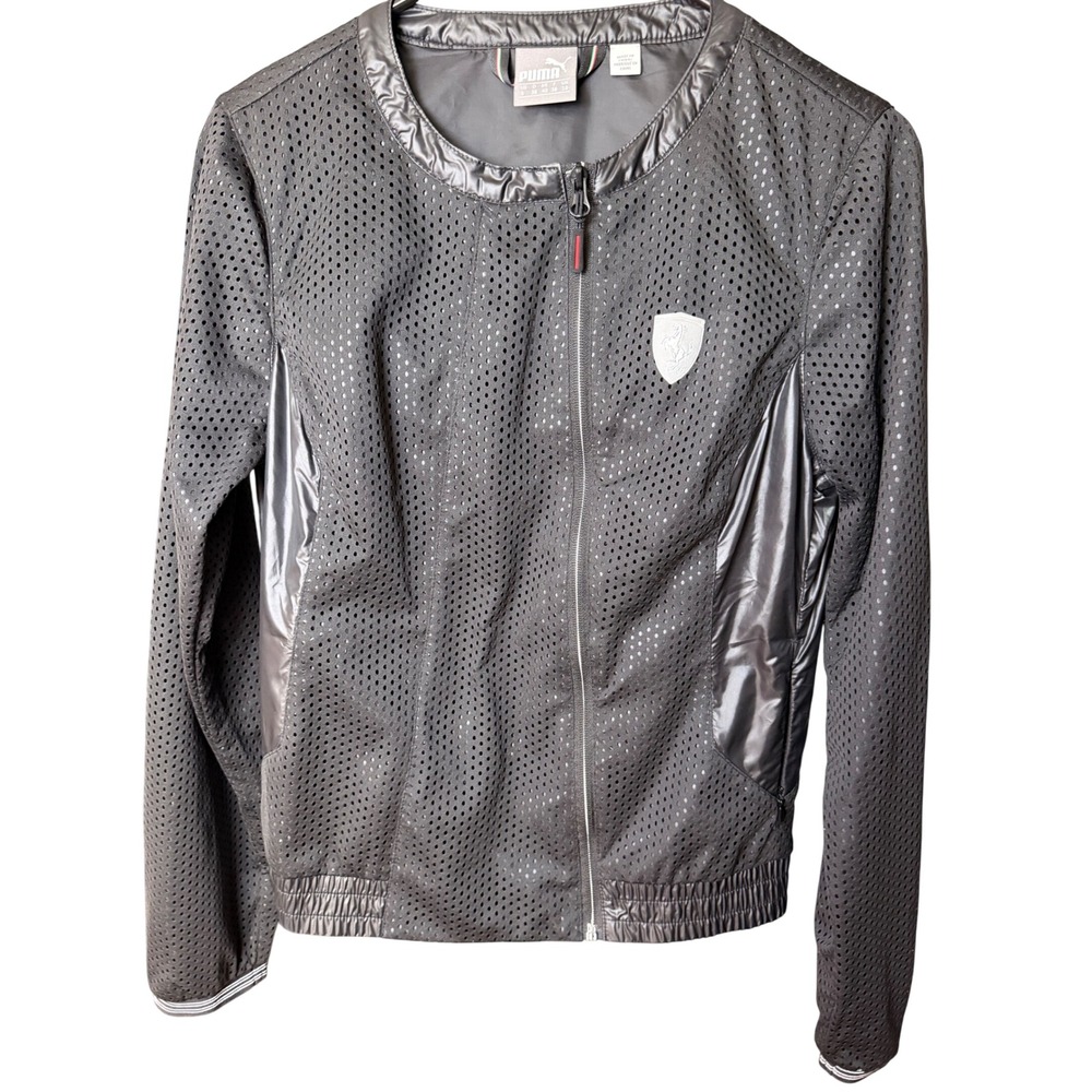 Puma Ferrari Perforated Mesh Track Jacket Metallic Grey Size S 570686